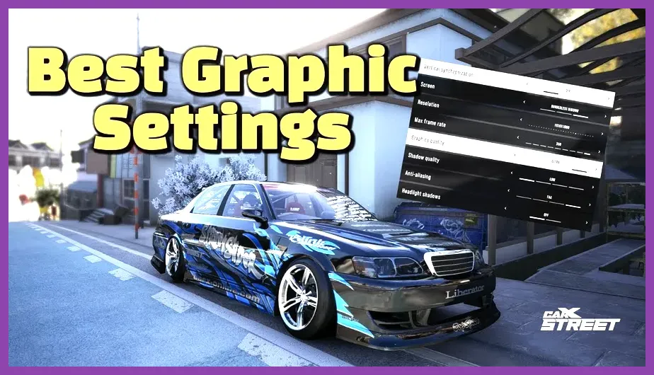 CarX Street graphics options menu showing resolution and quality sliders