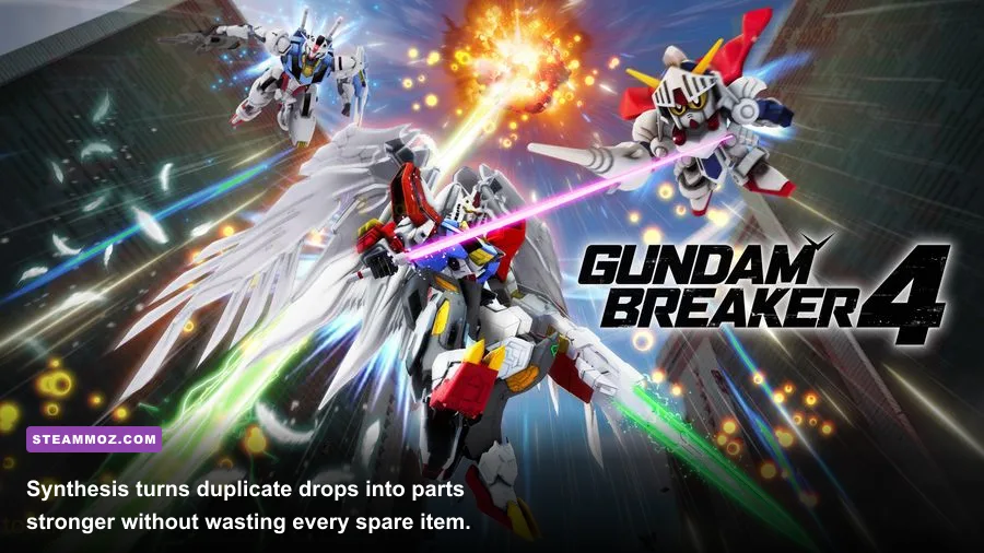 Gundam Breaker 4 synthesis menu upgrading Gunpla parts
