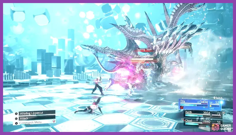 A dramatic summon battle from Final Fantasy 7 Rebirth running on PC