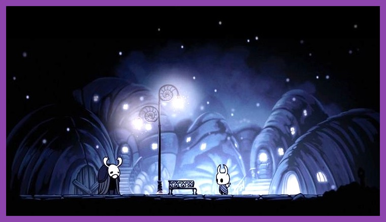 The Knight exploring Hallownest in Hollow Knight