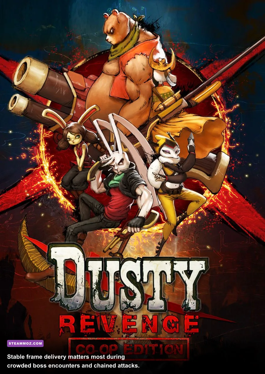 Dusty Revenge Co-op Edition boss battle with Dusty and a co-op partner