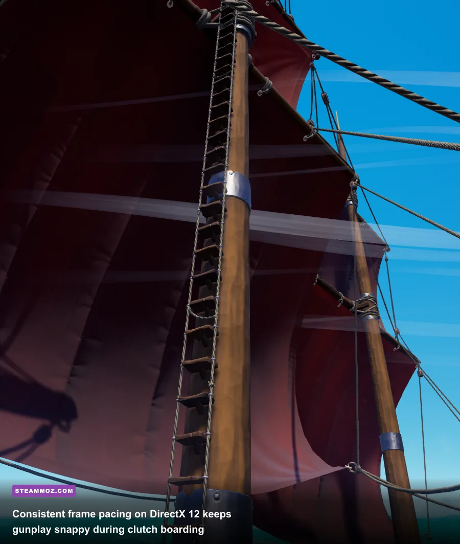 Competitive pirate boarding ladder combat with clear draw distance in Sea of Thieves