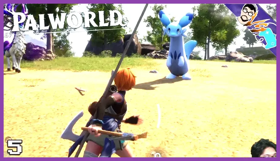 Player fighting a boss in Palworld