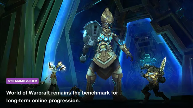 World of Warcraft players fighting a raid boss in a large fantasy dungeon