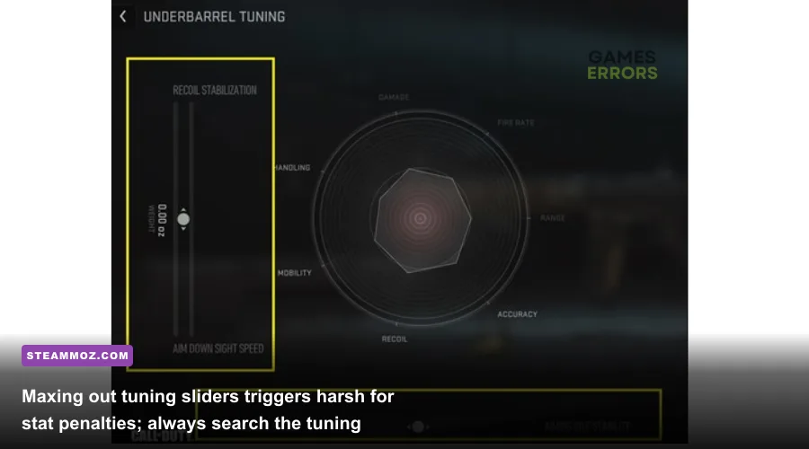 Modern Warfare 2 weapon attachment tuning menu with weight and length adjustment sliders