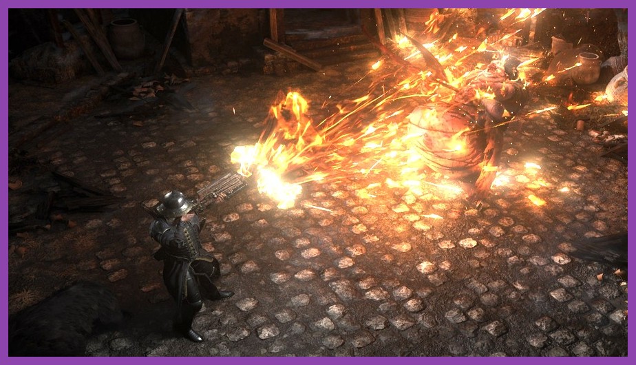 Mercenary character aiming crossbow in Path of Exile 2 combat
