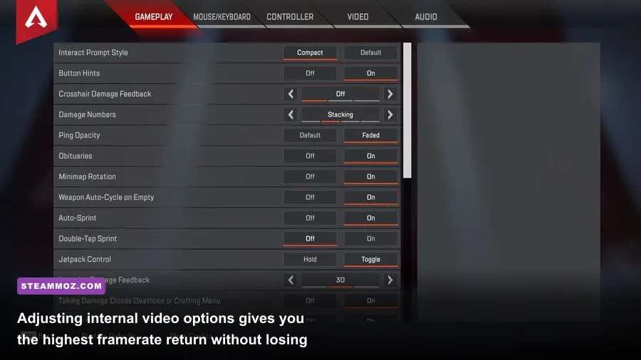Apex Legends video settings menu showing graphics configurations