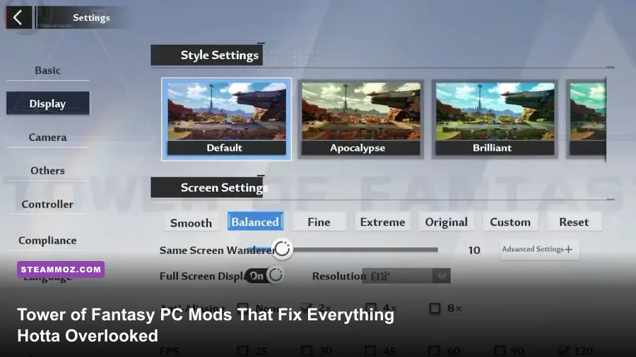 Tower of Fantasy PC gameplay running at ultra settings with custom ReShade enhancement