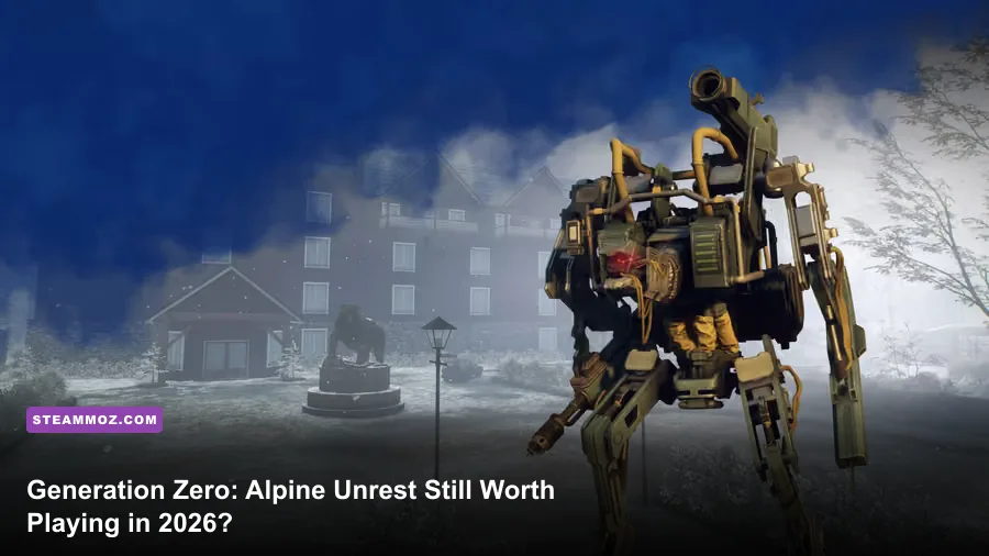 Generation Zero Alpine Unrest gameplay on the snowy Himfjäll island