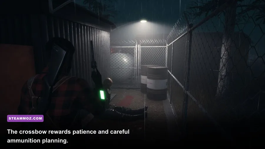 Daymare 1998 crossbow being aimed at an infected creature