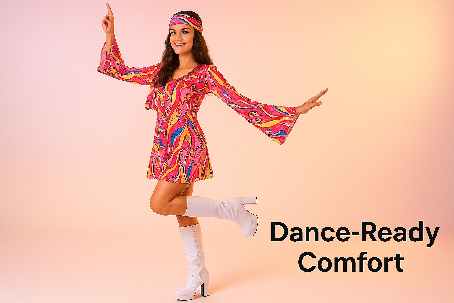 60s 70s Fancy Dress Costume Flower Power Hippie Hippy Retro GoGo  display picture 1