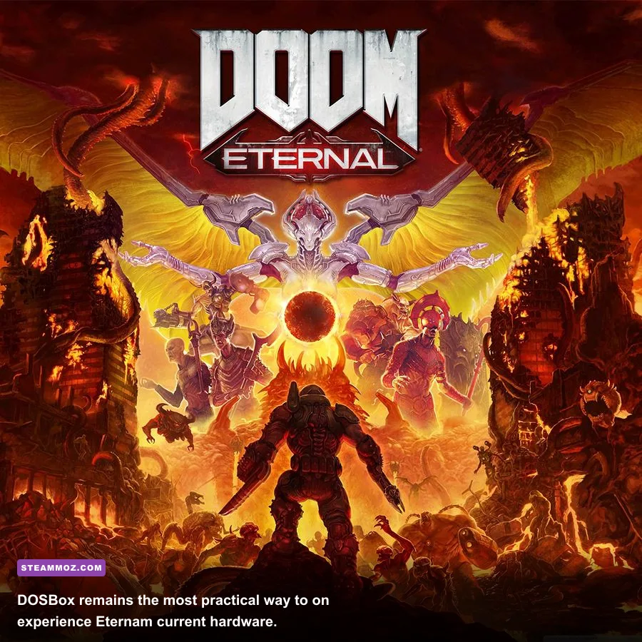 Eternam running through DOSBox on a modern PC display