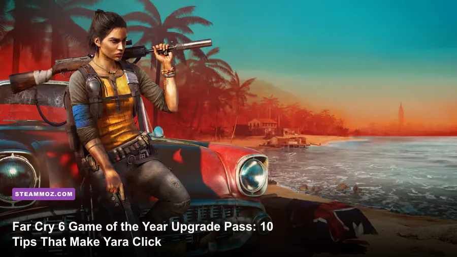 Dani Rojas overlooking Yara in Far Cry 6 with a Supremo backpack