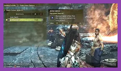 Smithy crafting high rank armor sets in Monster Hunter Wilds