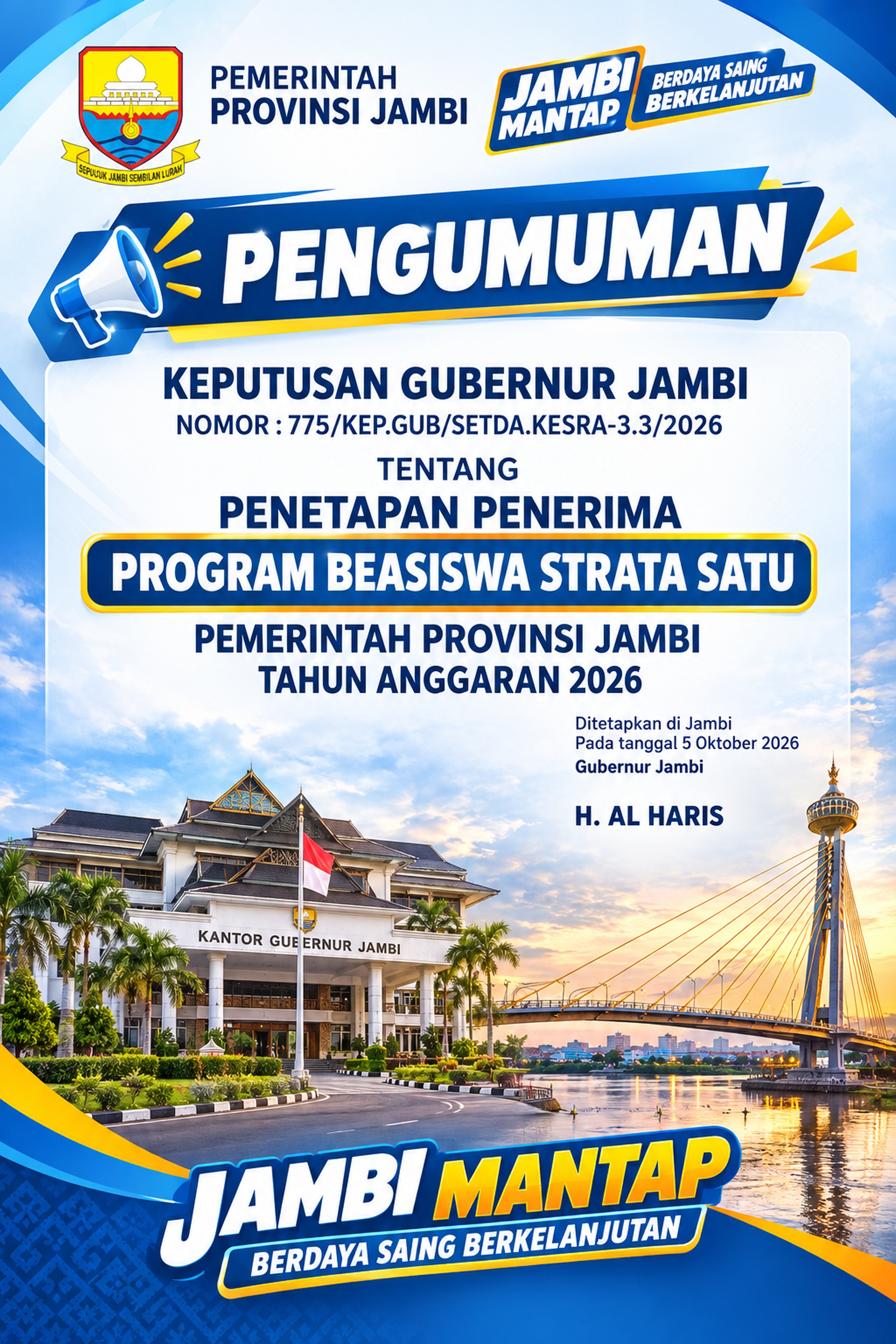 Pengumuman Hasil Seleksi Pro-Jambi Cerdas