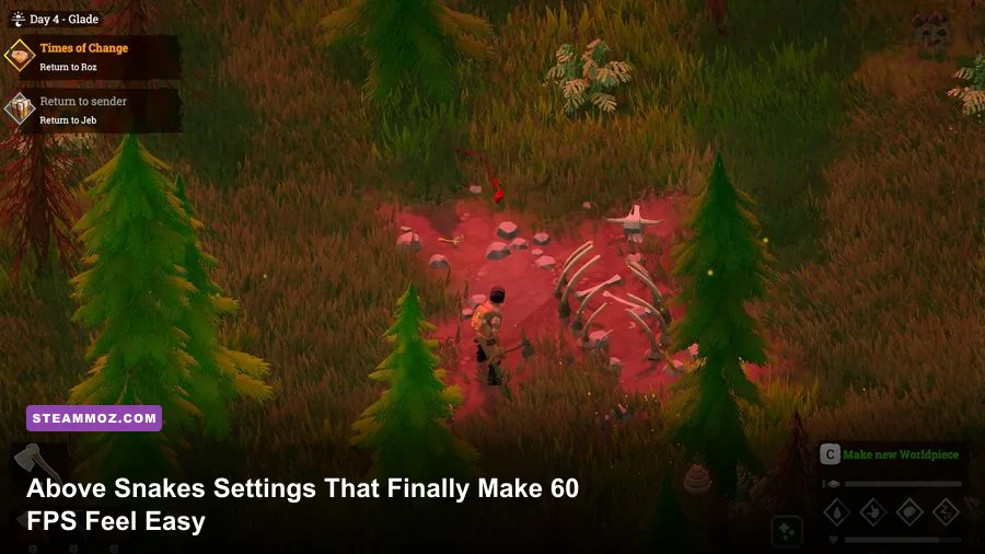 Above Snakes character exploring a floating wasteland island