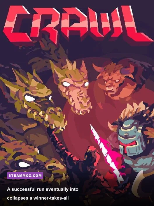Crawl players battling in a dramatic final dungeon boss arena