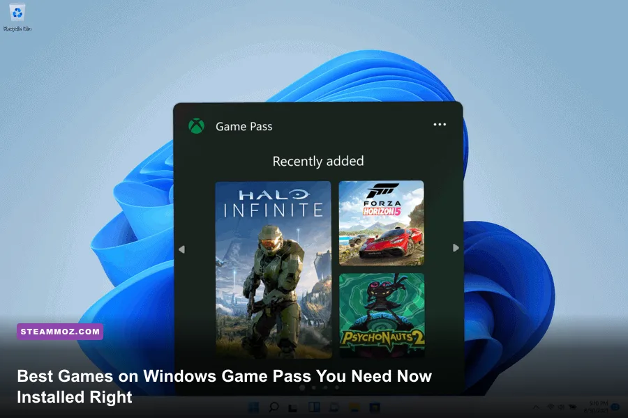 Windows PC Game Pass launcher dashboard featuring high-tier games