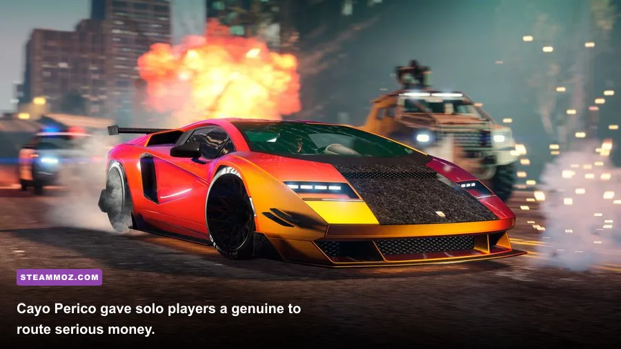 GTA Online player preparing the Cayo Perico Heist near the Kosatka submarine