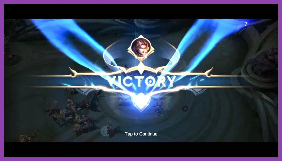 Victory screen after successfully defeating the final boss and pushing base in MLBB