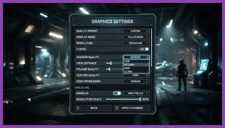 Remnant 2 in-game graphics settings menu