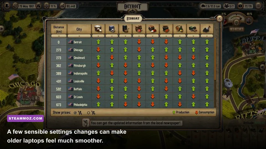 Bounty Train PC graphics settings menu with resolution and quality options