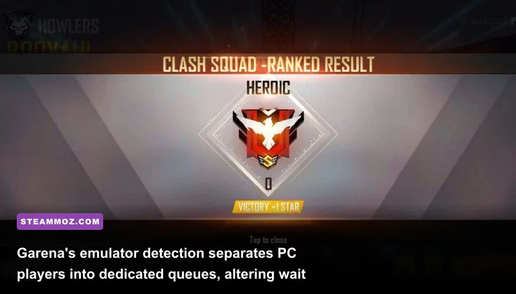 Ranked Battle Royale lobby in Free Fire showing player tier and squad lineup