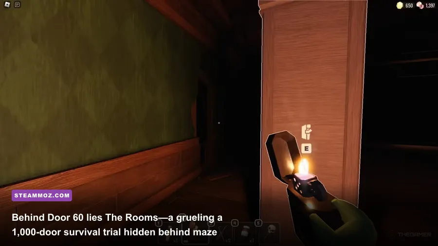 The rusted gate at Door 60 leading to The Rooms in Roblox Doors