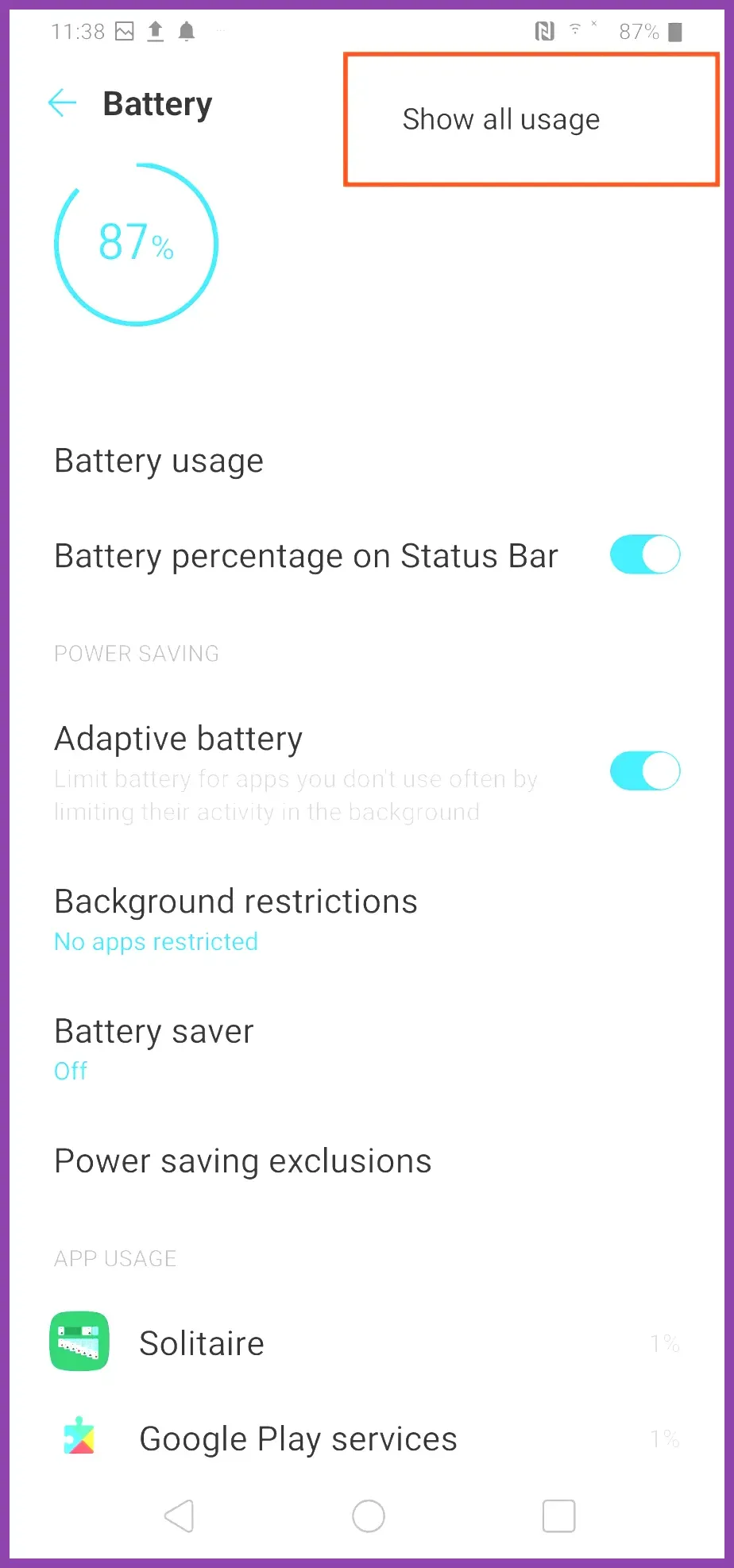 Android battery usage screen used to identify background apps draining power during PUBG Mobile