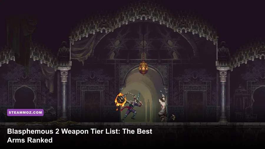 The Penitent One holding the main weapons from Blasphemous 2