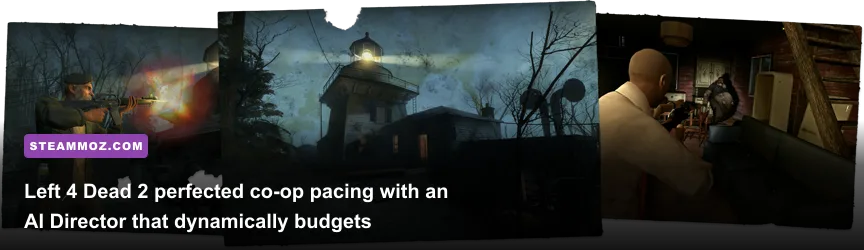 Left 4 Dead 2 four survivors fighting an infected horde in an urban environment