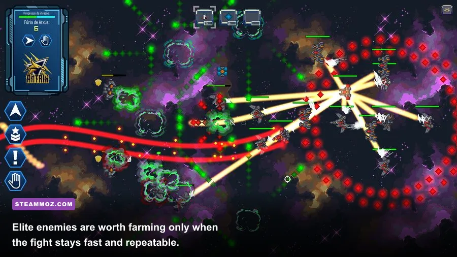 ENIGMA elite enemy encounter in a combat arena