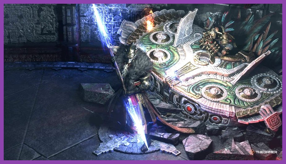 Path of Exile 2 Invoker Monk casting fast lightning strikes on a boss