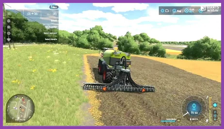 Farming Simulator 22 tractor plowing field on Steam Deck