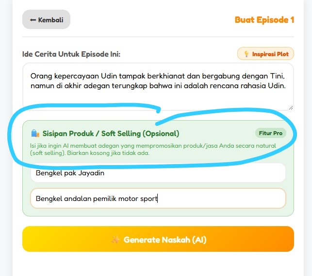 Sisipkan Softselling Produk atau Jasa