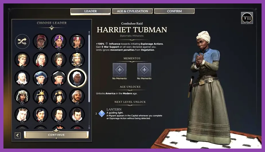 Civilization 7 S-Tier leaders Benjamin Franklin Harriet Tubman and Augustus