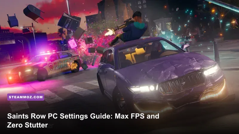 Saints Row gameplay driving through Santo Ileso at high speed with crisp lighting