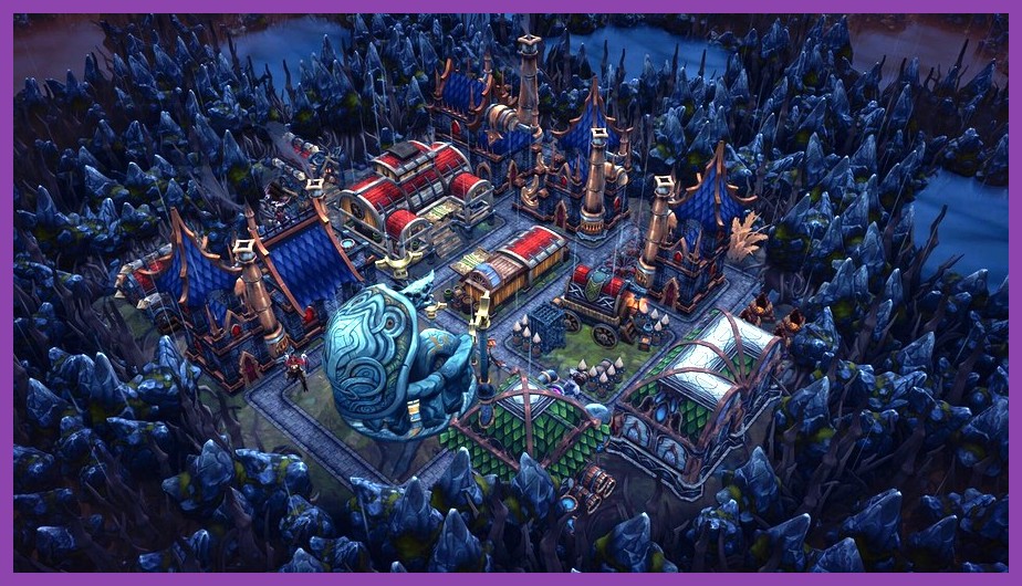 Rain-slick dark fantasy settlement in Against the Storm