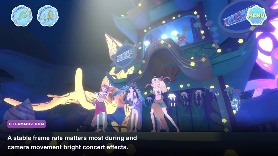 Hop Step Sing VR Live HopSummer 2nd concert stage viewed through a VR headset