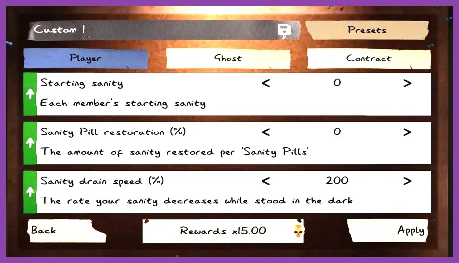 Phasmophobia custom difficulty multiplier setup menu