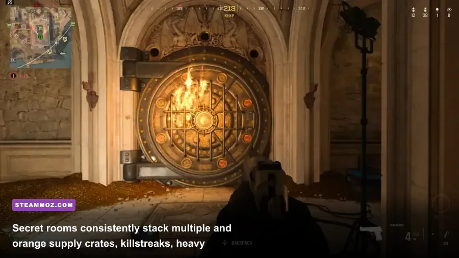 Glowing orange loot crates inside a secret Warzone PC vault