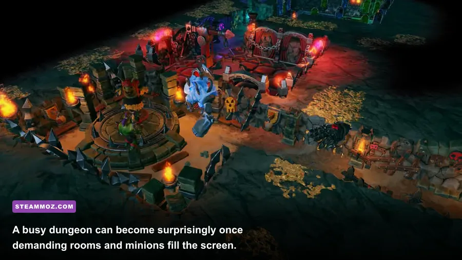 Dungeons 3 evil dungeon layout filled with rooms traps and minions