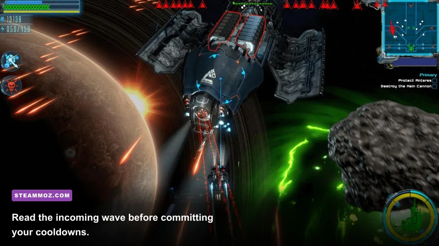 Excubitor enemy wave approaching the defended orbital station
