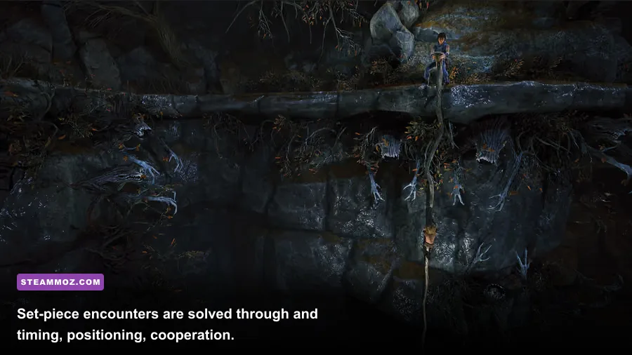 The brothers facing danger in a cave in Brothers A Tale of Two Sons Remake