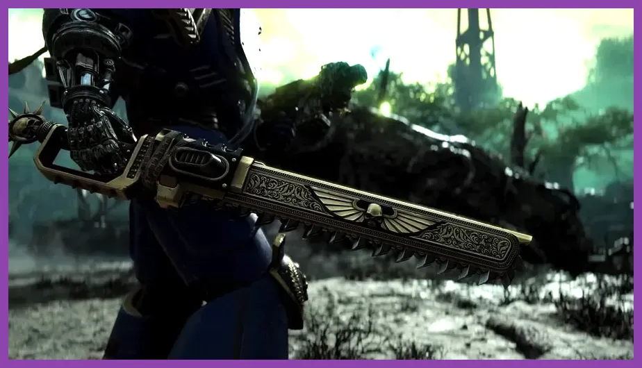 Space Marine 2 chainsword execution against Tyranids