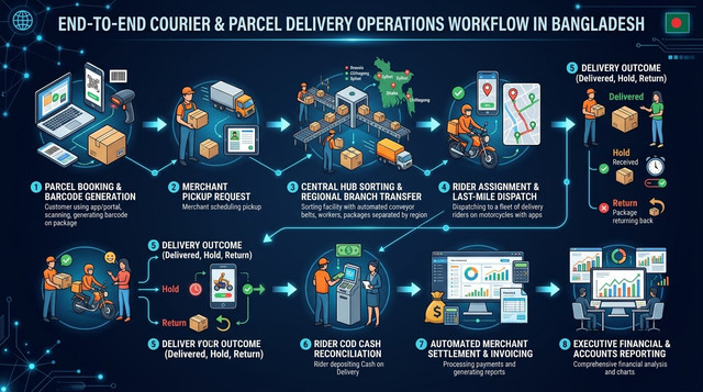 End-to-End Courier & Parcel Delivery Operations Workflow in Bangladesh