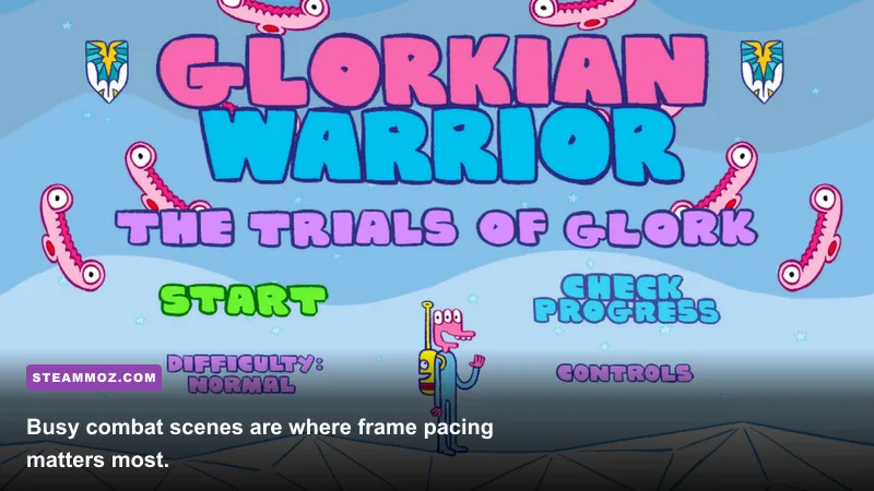 Glorkian Warrior The Trials of Glork platforming level with enemies