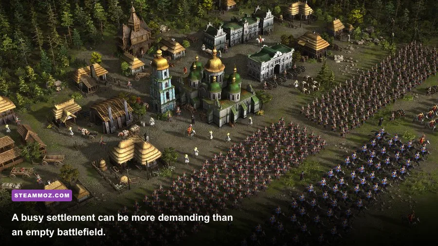 Cossacks 3 settlement with farms houses and military buildings