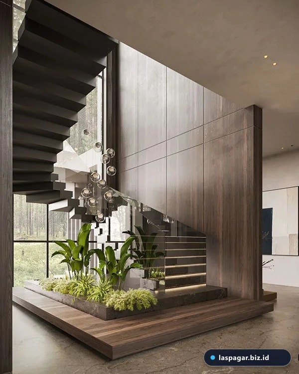Harmonisasi railing tangga besi dengan elemen dekorasi rumah