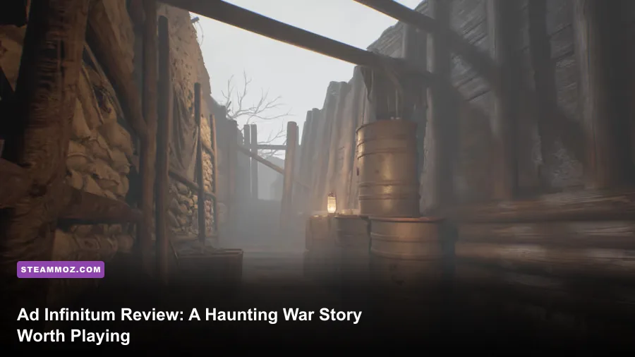 Ad Infinitum Supporter Edition screenshot showing a dark World War I trench
